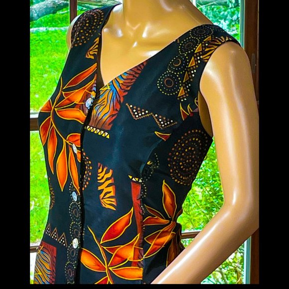 ⭐️HP⭐️VTG▪️SCARLETT▪️Boho Collage Bead Accented Open Back Sleeveless Maxi Dress - Picture 3 of 12